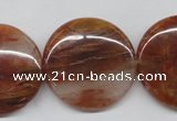 CDQ26 15.5 inches 30mm flat round natural red quartz beads