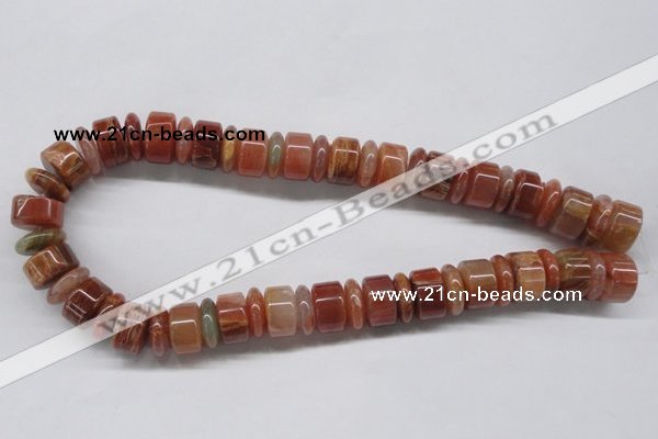 CDQ33 15.5 inches 5*16mm & 10*16mm rondelle natural red quartz beads