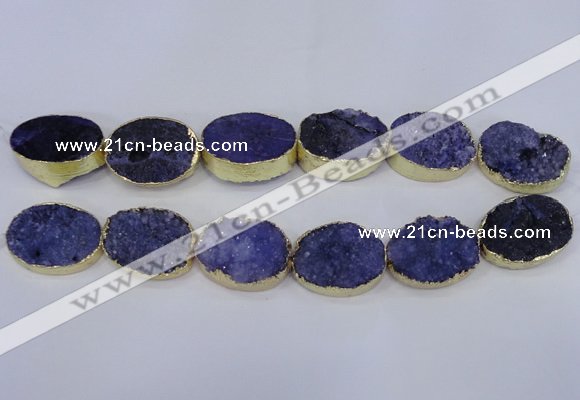 CDQ502 20*30mm - 22*30mm oval druzy quartz beads wholesale