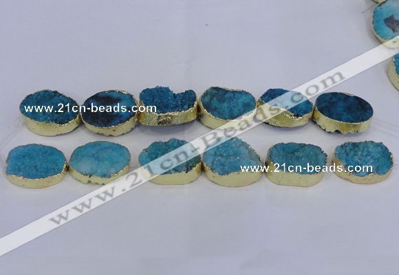 CDQ505 20*30mm - 22*30mm oval druzy quartz beads wholesale