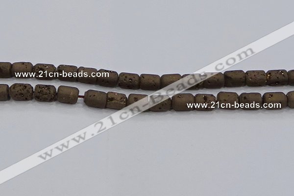 CDQ610 8 inches 6*8mm drum druzy quartz beads wholesale