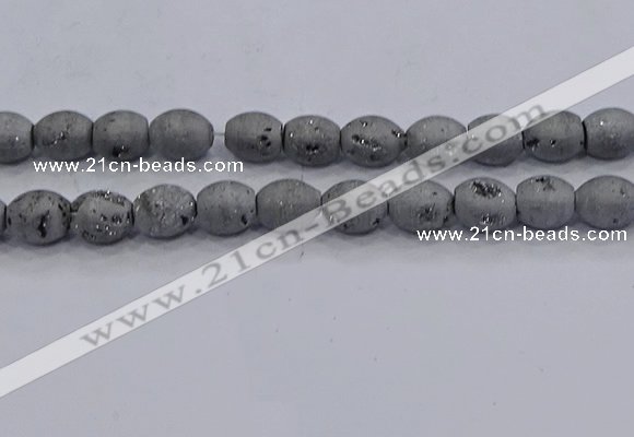 CDQ620 8 inches 10*12mm rice druzy quartz beads wholesale