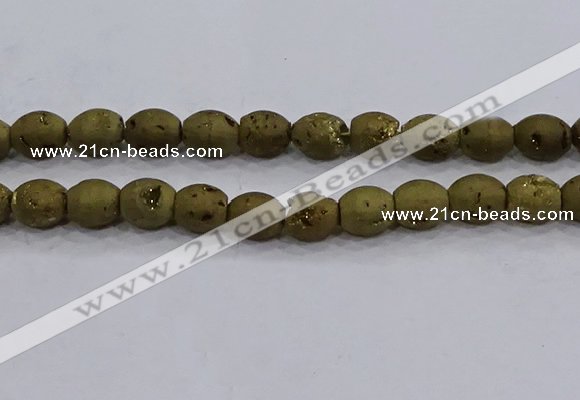 CDQ621 8 inches 10*12mm rice druzy quartz beads wholesale