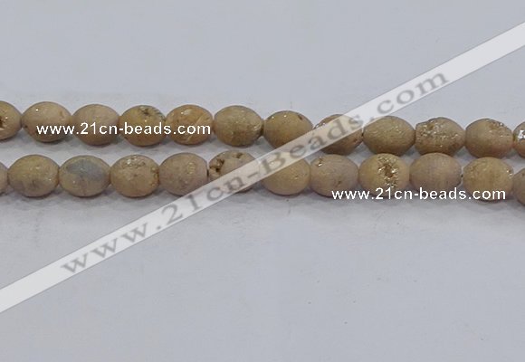 CDQ622 8 inches 10*12mm rice druzy quartz beads wholesale