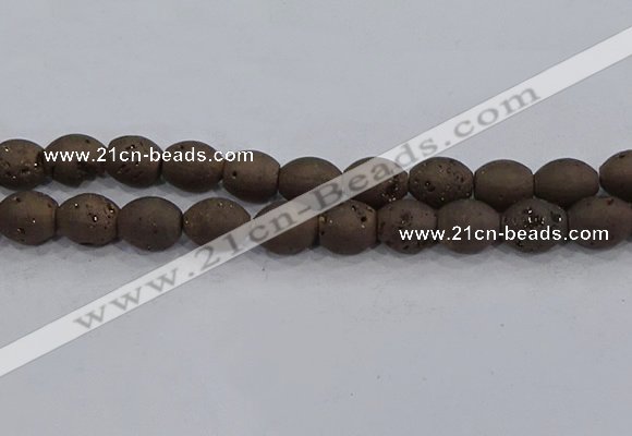 CDQ624 8 inches 10*12mm rice druzy quartz beads wholesale