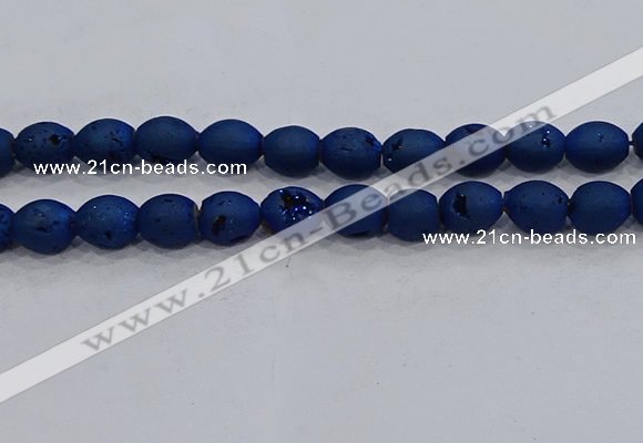 CDQ628 8 inches 10*12mm rice druzy quartz beads wholesale