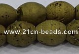 CDQ636 8 inches 12*14mm rice druzy quartz beads wholesale