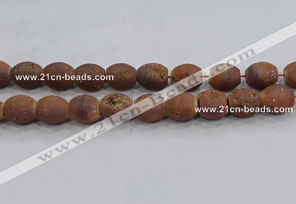 CDQ637 8 inches 12*14mm rice druzy quartz beads wholesale