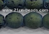 CDQ640 8 inches 12*14mm rice druzy quartz beads wholesale