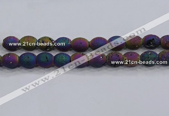 CDQ641 8 inches 12*14mm rice druzy quartz beads wholesale