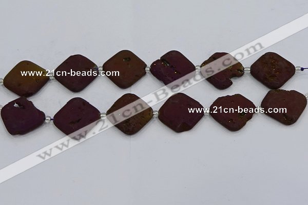 CDQ663 8 inches 25*25mm diamond druzy quartz beads wholesale