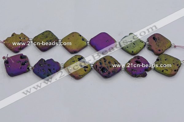 CDQ665 8 inches 25*25mm diamond druzy quartz beads wholesale