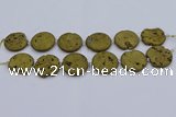 CDQ676 8 inches 30mm flat round druzy quartz beads wholesale