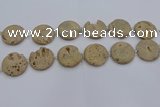 CDQ677 8 inches 30mm flat round druzy quartz beads wholesale