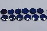 CDQ681 8 inches 30mm flat round druzy quartz beads wholesale