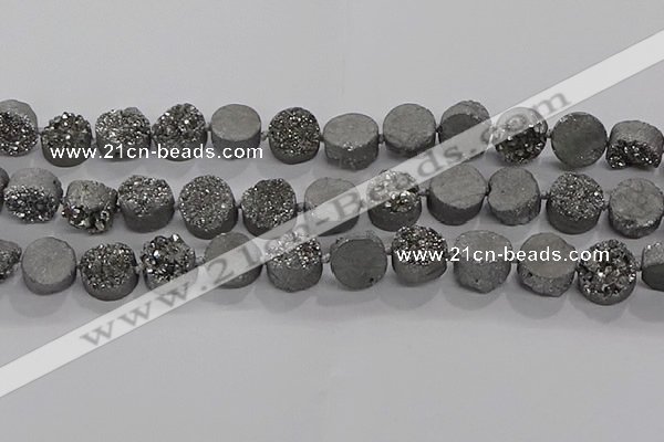 CDQ702 8 inches 12mm coin druzy quartz beads wholesale