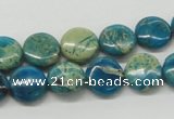 CDS11 16 inches 12mm flat round dyed serpentine jasper beads wholesale