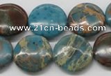 CDS14 16 inches 18mm flat round dyed serpentine jasper beads wholesale