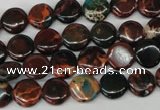 CDS198 15.5 inches 10mm flat round dyed serpentine jasper beads