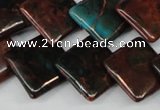 CDS220 15.5 inches 18*18mm diamond dyed serpentine jasper beads