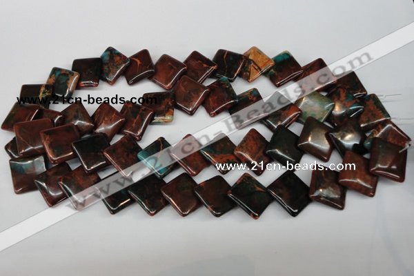 CDS220 15.5 inches 18*18mm diamond dyed serpentine jasper beads