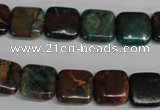 CDS262 15.5 inches 12*12mm square dyed serpentine jasper beads