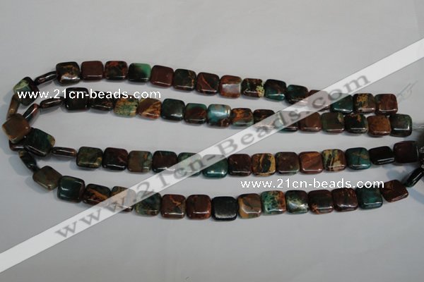 CDS262 15.5 inches 12*12mm square dyed serpentine jasper beads