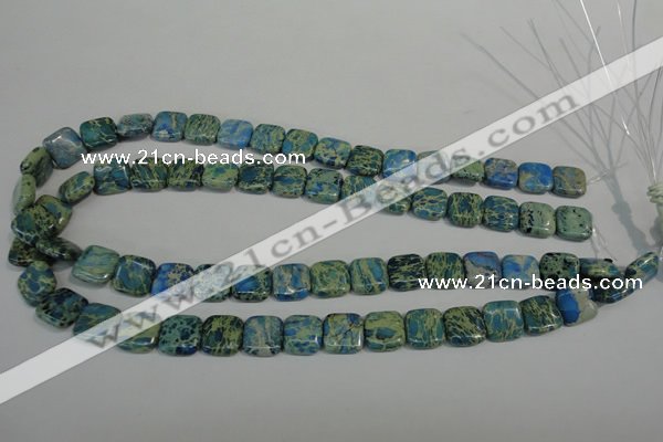 CDS270 15.5 inches 12*12mm square dyed serpentine jasper beads