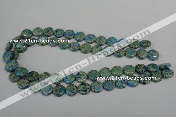 CDS272 15.5 inches 14mm flat round dyed serpentine jasper beads