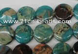 CDS32 15.5 inches 14mm flat round dyed serpentine jasper beads