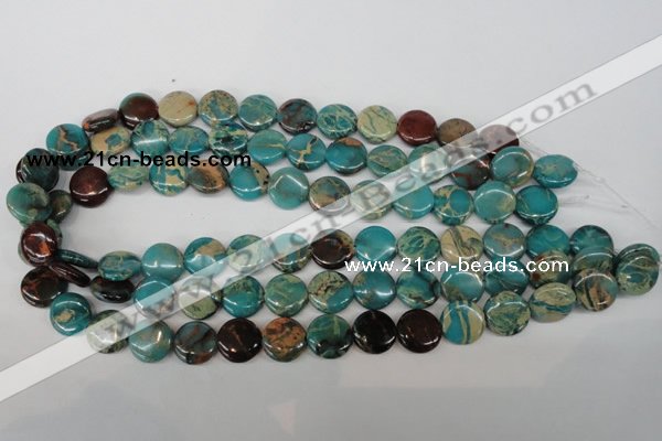 CDS32 15.5 inches 14mm flat round dyed serpentine jasper beads