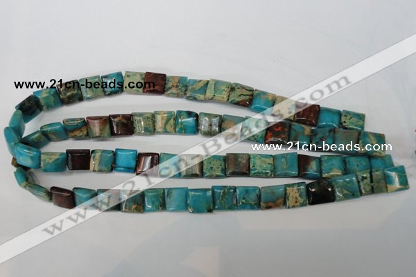 CDS38 12*12mm square double drilled dyed serpentine jasper beads