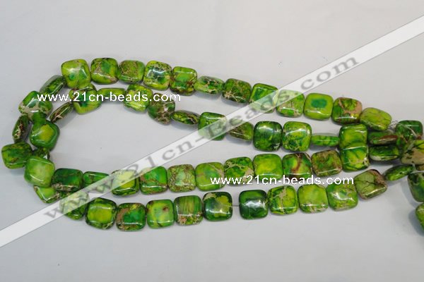 CDT121 15.5 inches 14*14mm square dyed aqua terra jasper beads