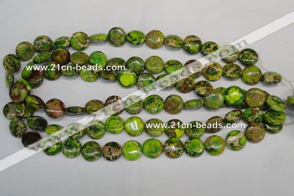 CDT123 15.5 inches 14mm flat round dyed aqua terra jasper beads