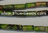 CDT140 15.5 inches 6*12mm tube dyed aqua terra jasper beads