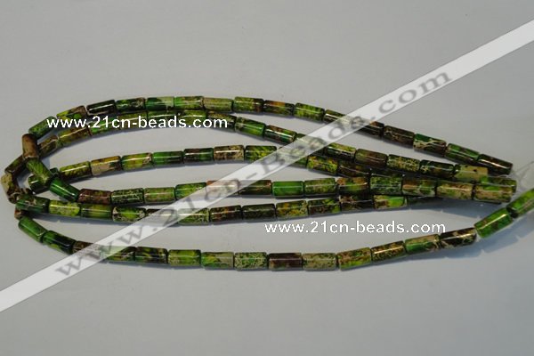 CDT140 15.5 inches 6*12mm tube dyed aqua terra jasper beads