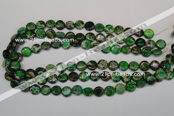 CDT170 15.5 inches 12mm flat round dyed aqua terra jasper beads