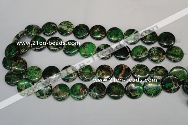 CDT174 15.5 inches 20mm flat round dyed aqua terra jasper beads