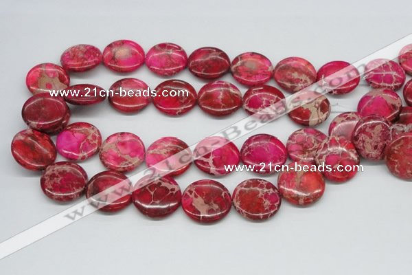 CDT18 15.5 inches 25mm flat round dyed aqua terra jasper beads