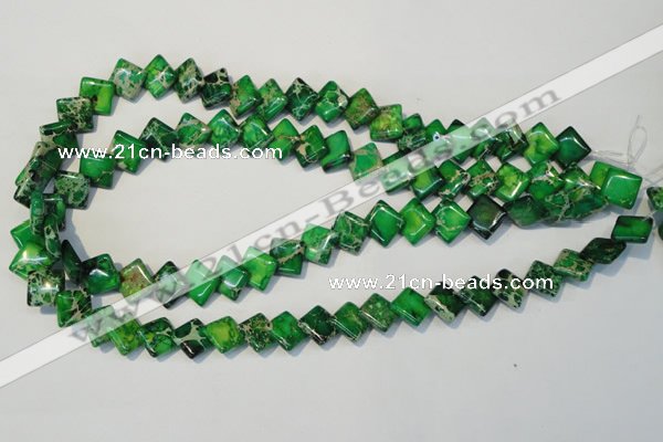 CDT204 15.5 inches 10*10mm diamond dyed aqua terra jasper beads