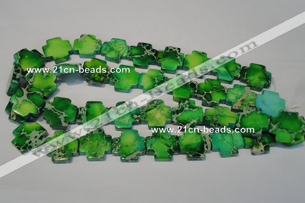 CDT211 15.5 inches 22*22mm cross dyed aqua terra jasper beads