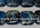 CDT241 15.5 inches 20*20mm square dyed aqua terra jasper beads