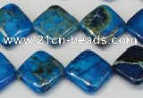 CDT248 15.5 inches 16*16mm diamond dyed aqua terra jasper beads