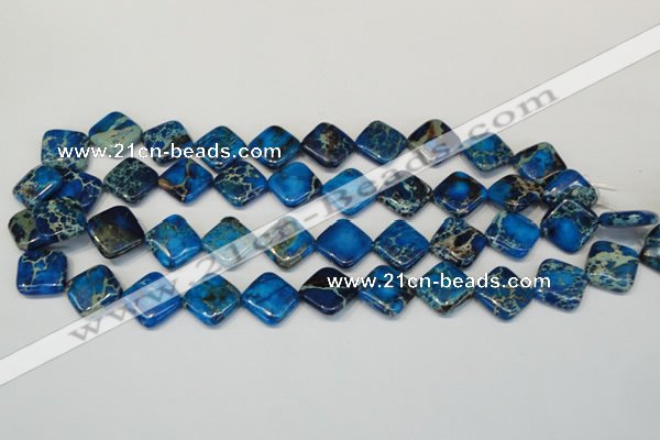CDT248 15.5 inches 16*16mm diamond dyed aqua terra jasper beads