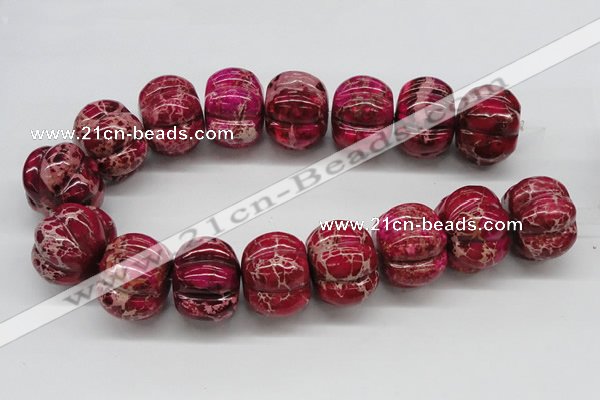 CDT25 15.5 inches 26*35mm pumpkin dyed aqua terra jasper beads