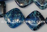 CDT252 15.5 inches 20*20mm diamond dyed aqua terra jasper beads