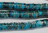 CDT276 15.5 inches 2*8mm heishi dyed aqua terra jasper beads