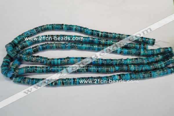 CDT276 15.5 inches 2*8mm heishi dyed aqua terra jasper beads