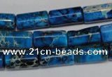 CDT282 15.5 inches 8*17mm tube dyed aqua terra jasper beads