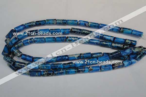 CDT282 15.5 inches 8*17mm tube dyed aqua terra jasper beads